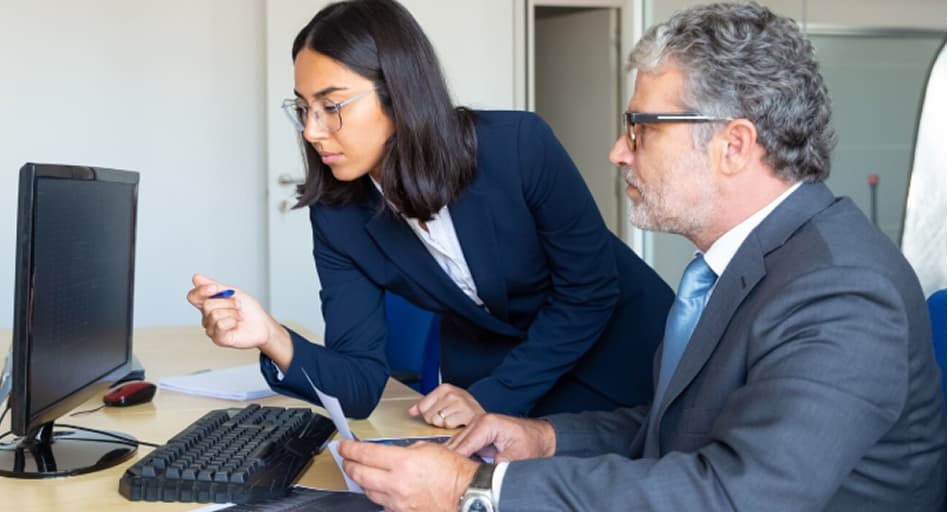 Bank building with documents